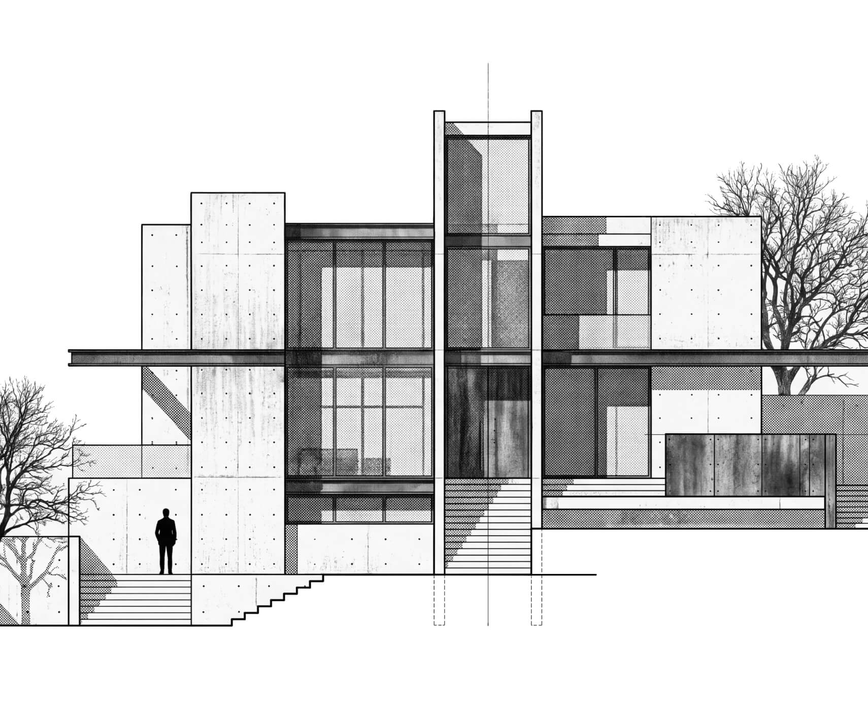 Architectural model photographed alongside the Heron AI contact form